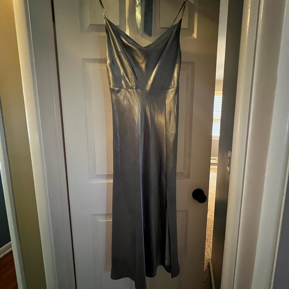 Cowl neck satin dress